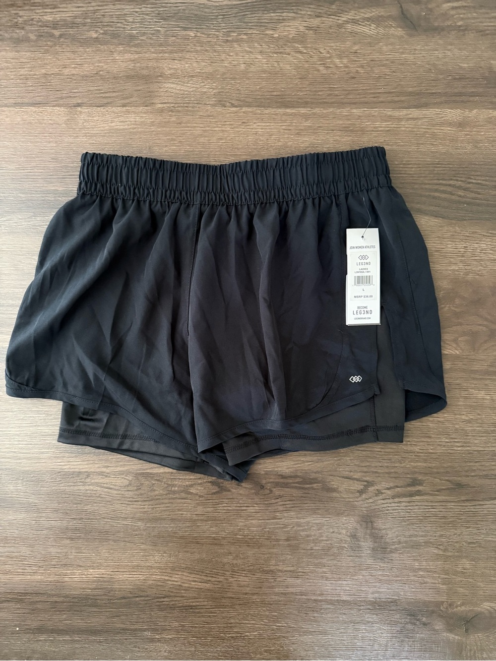 NWT LEG3ND Black shorts with built in biker shorts
